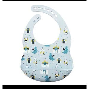 Silicone Bib Knights Castles and Dragons Blue NWOT